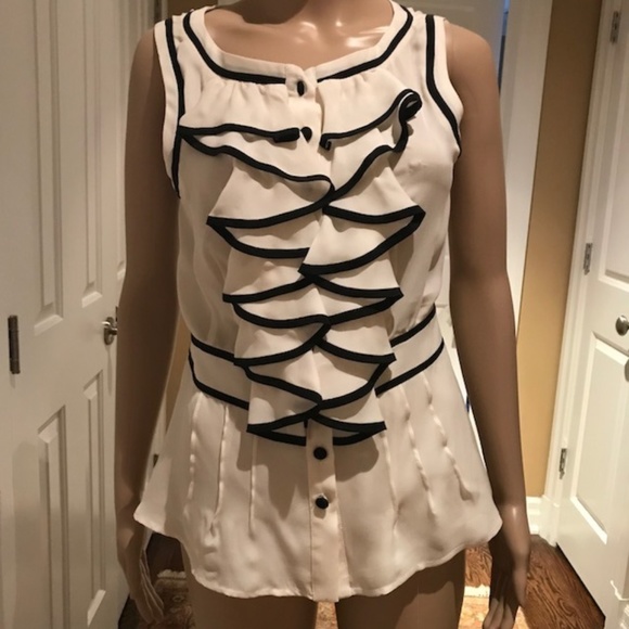 Nanette Lepore Tops - Nanette Lepore Cream Ruffle Blouse